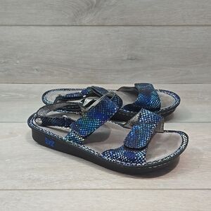 Alegria Women Ver 388 Leather Colorful Strappy Sandals Wedge Shoes Sz 38/8-8.5